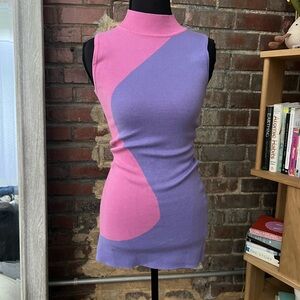 Pink and Purple Sleeveless Knit Mini Dress Women’s XS